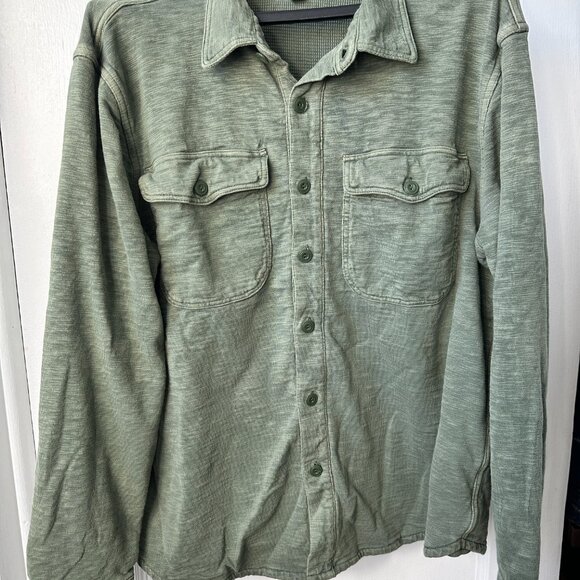 J Crew Knit Goods hybrid button down Size L in Olive Green - Picture 2 of 9